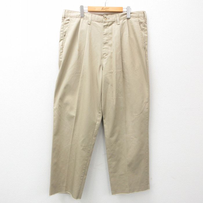 W38★古着 ディッキーズ Dickies パンツ メンズ 90年代 90s コットン USA製 タロン ベージュ カーキ 25may15 中古 ボトムス ロング
