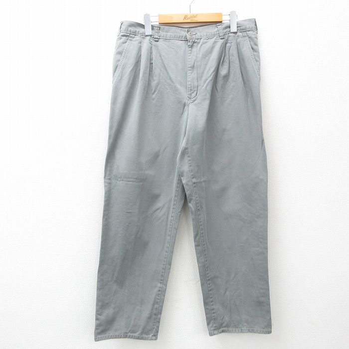 W34★古着 パンツ メンズ 80年代 80s コットン USA製 タロン グレー 25may15 中古 ボトムス ロング