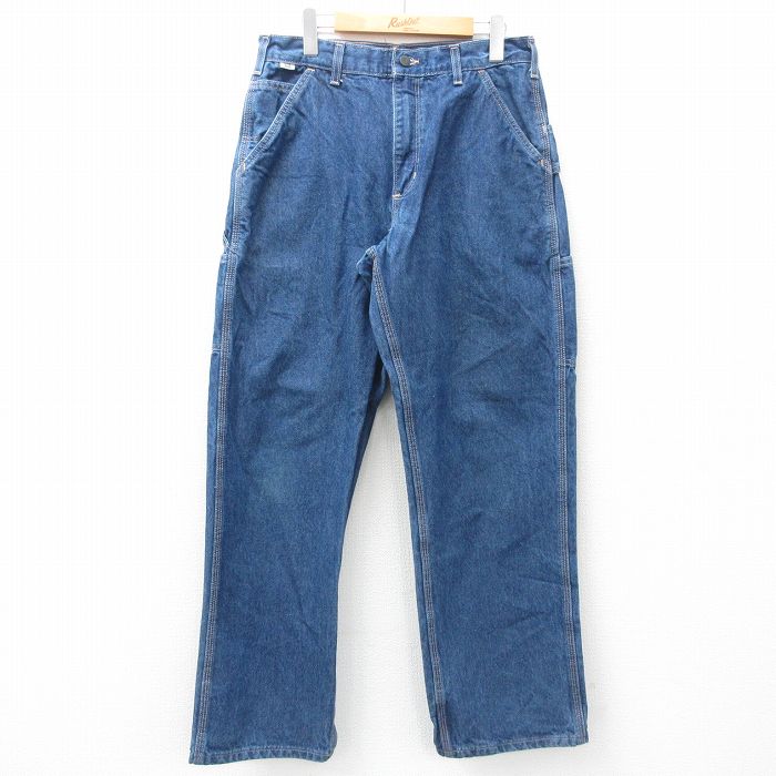 W33★古着 カーハート Carhartt ペインター パンツ メンズ コットン 紺 ネイビー デニム 25may17 中古 ボトムス ロング