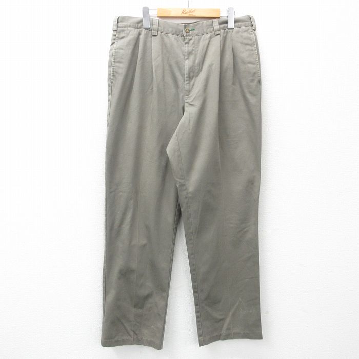 【50%OFF】W36★古着 トミーヒルフィガー TOMMY HILFIGER ブランド チノ パンツ チノパン メンズ 90年代 90s ワンポイントロゴ コットン ベージュ系 カーキ 25may17 中古 ボトムス ロング