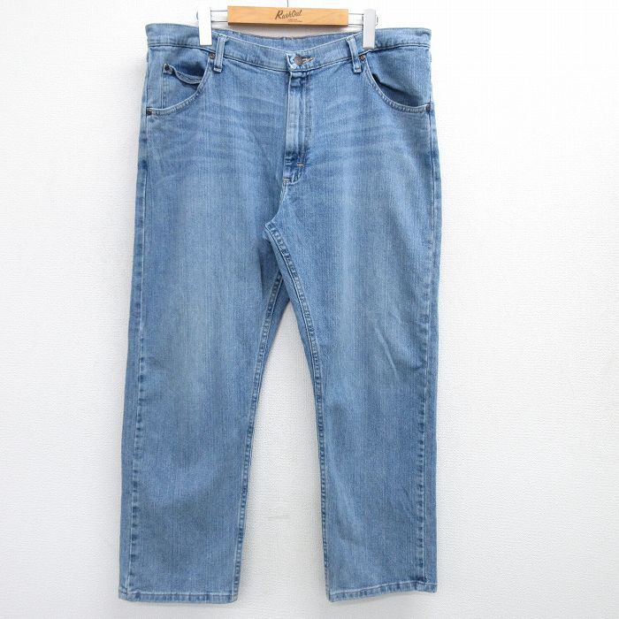 W38★古着 ラングラー Wrangler ジーンズ メンズ ヒゲ 紺 ネイビー デニム 25may17 中古 ボトムス ジーパン Gパン ロング パンツ