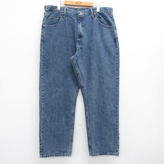 W38★古着 ラングラー Wrangler ジーンズ メンズ コットン 紺 ネイビー デニム 25may17 中古 ボトムス ジーパン Gパン ロング パンツ