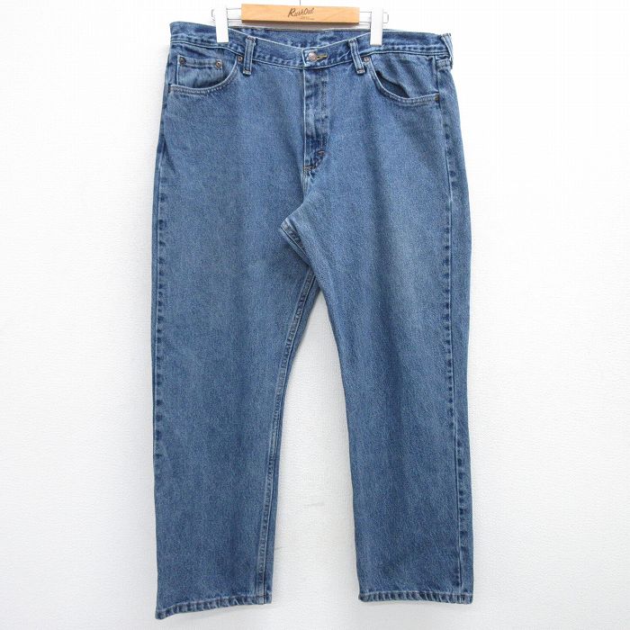 【50%OFF】W38★古着 ラングラー Wrangler ジーンズ メンズ コットン 紺 ネイビー デニム 25may17 中古 ボトムス ジーパン Gパン ロング パンツ