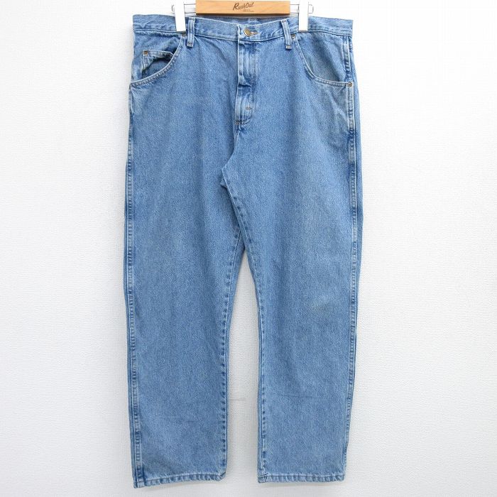 W38★古着 ラングラー Wrangler ジーンズ メンズ コットン 紺 ネイビー デニム 25may17 中古 ボトムス ジーパン Gパン ロング パンツ