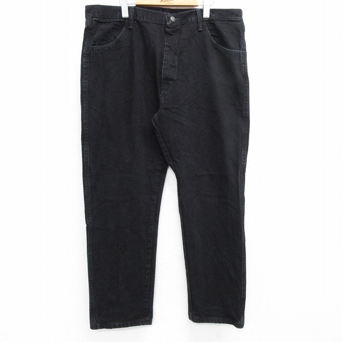 W40★古着 ラスラー ジーンズ メンズ 大きいサイズ コットン 黒 ブラック デニム 25may17 中古 ボトムス ジーパン Gパン ロング パンツ