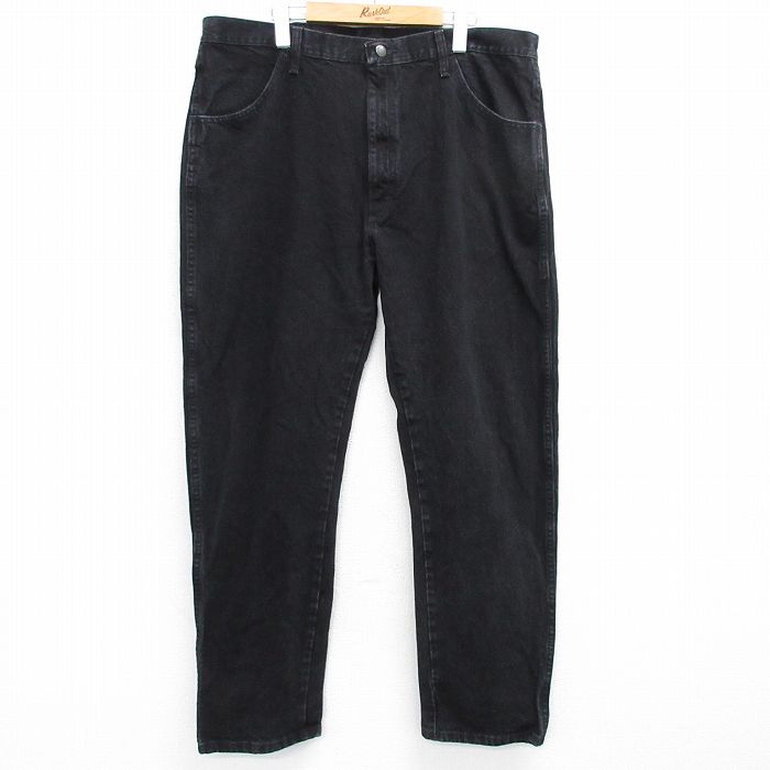 W40★古着 ラスラー ジーンズ メンズ 大きいサイズ コットン 黒 ブラック デニム 25may17 中古 ボトムス ジーパン Gパン ロング パンツ