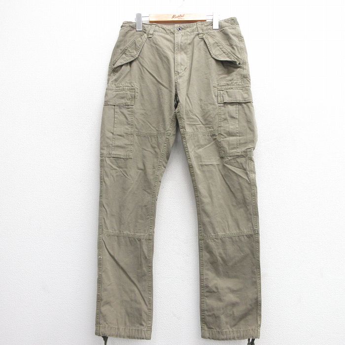 W32★古着 ラルフローレン Ralph Lauren ブランド ミリタリー カーゴ パンツ メンズ コットン 緑系 グリーン 25may17 中古 ボトムス ロング