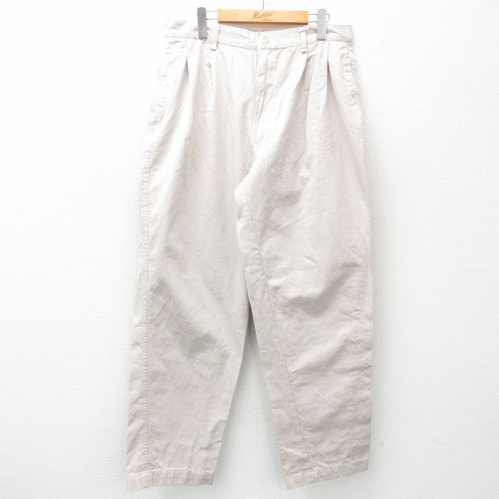 W33★古着 パンツ メンズ コットン ベージュ カーキ 25may20 中古 ボトムス ロング