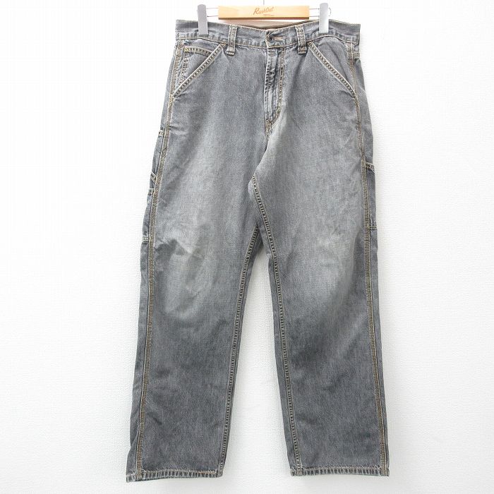 W33★古着 リーバイス Levis ペインター パンツ メンズ コットン 黒 ブラック デニム 25may20 中古 ボトムス ロング