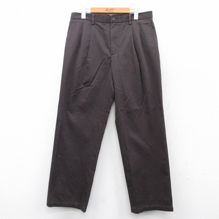 W33★古着 ドッカーズ パンツ メンズ コットン 濃茶 ブラウン 25may20 中古 ボトムス ロング