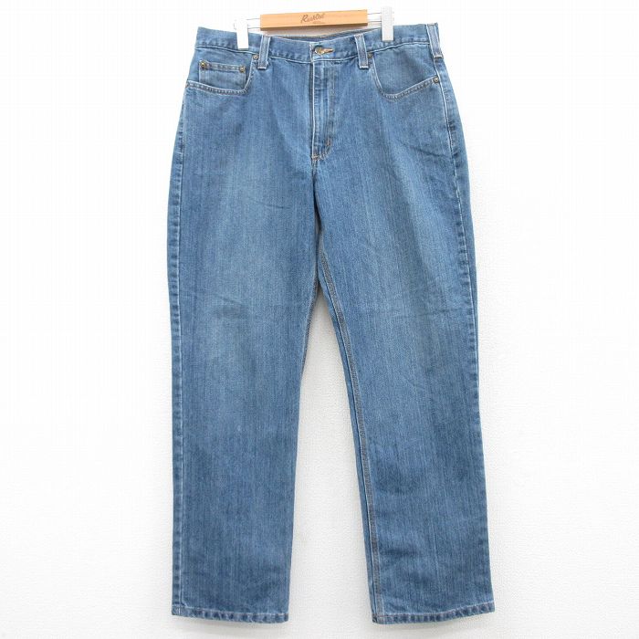 【50%OFF】W37★古着 カーハート Carhartt ジーンズ メンズ 紺 ネイビー デニム 25may20 中古 ボトムス ジーパン Gパン ロング パンツ