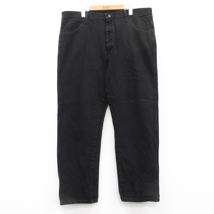 W40★古着 ラスラー ジーンズ メンズ 大きいサイズ コットン 黒 ブラック デニム 25may20 中古 ボトムス ジーパン Gパン ロング パンツ