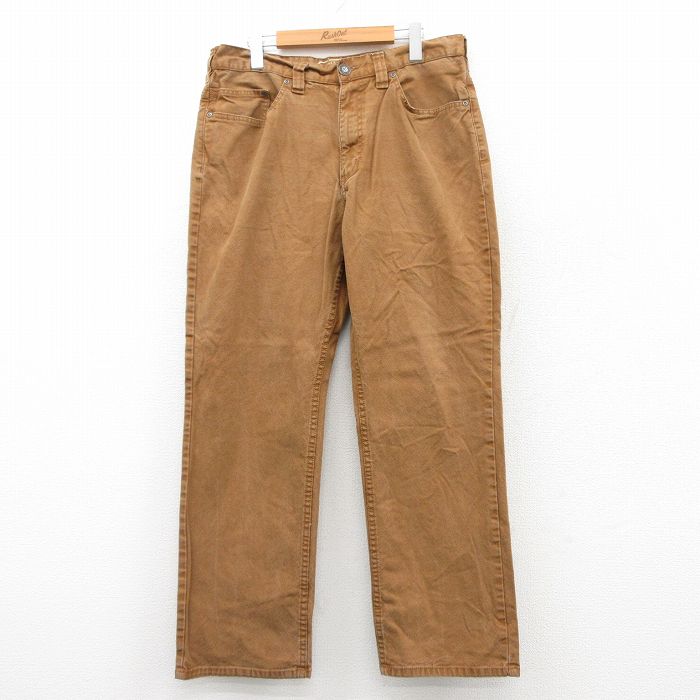 W34★古着 パンツ メンズ ダック地 茶系 ブラウン 25may20 中古 ボトムス ロング