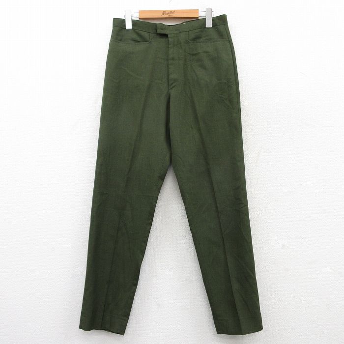 W31★古着 FARAH スラックス パンツ メンズ 80年代 80s タロン 濃緑 グリーン 25may20 中古 ボトムス ロング