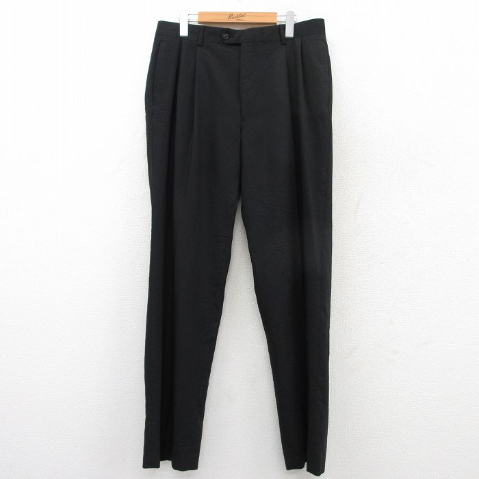 W34★古着 JOS A BANK スラックス パンツ メンズ 黒 ブラック 25may20 中古 ボトムス ロング