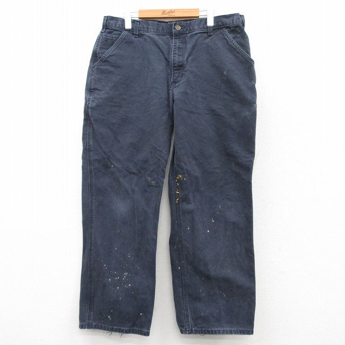 W36★古着 カーハート Carhartt ペインター パンツ メンズ ダック地 コットン 紺 ネイビー 25may20 中古 ボトムス ロング
