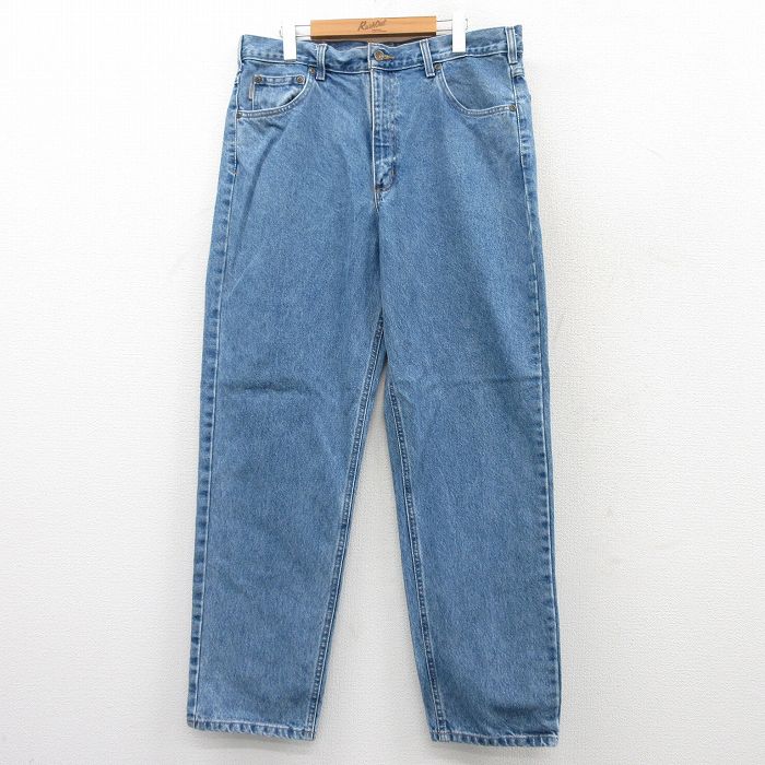 W37★古着 カーハート Carhartt ジーンズ メンズ コットン 紺 ネイビー デニム 25may20 中古 ボトムス ジーパン Gパン ロング パンツ
