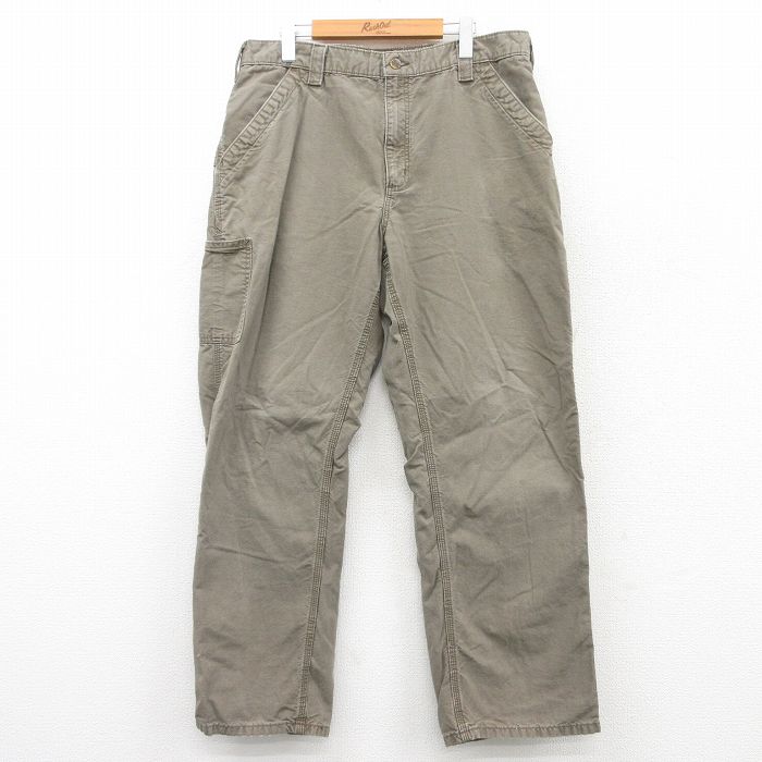 W35★古着 カーハート Carhartt ペインター パンツ メンズ ダック地 コットン ベージュ カーキ 【spe】 25may20 中古 ボトムス ロング