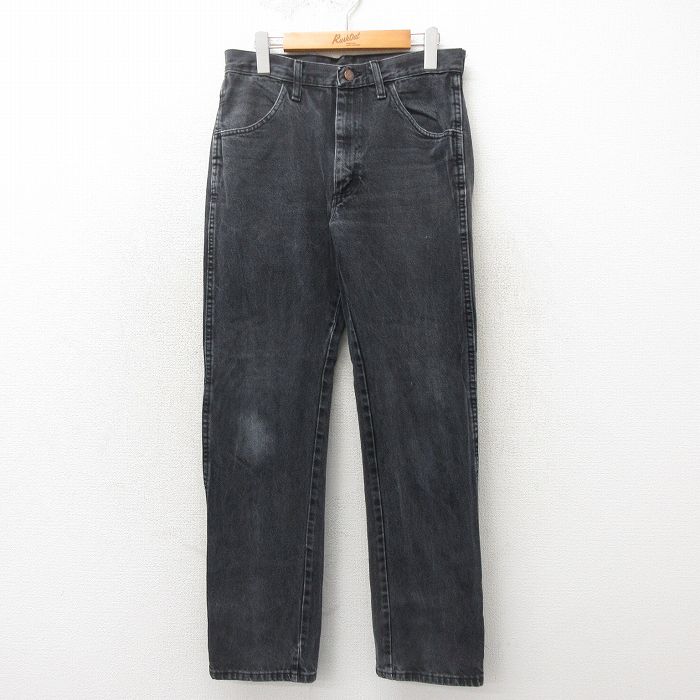 W31★古着 ラスラー ジーンズ メンズ コットン 黒 ブラック デニム 25may20 中古 ボトムス ジーパン Gパン ロング パンツ