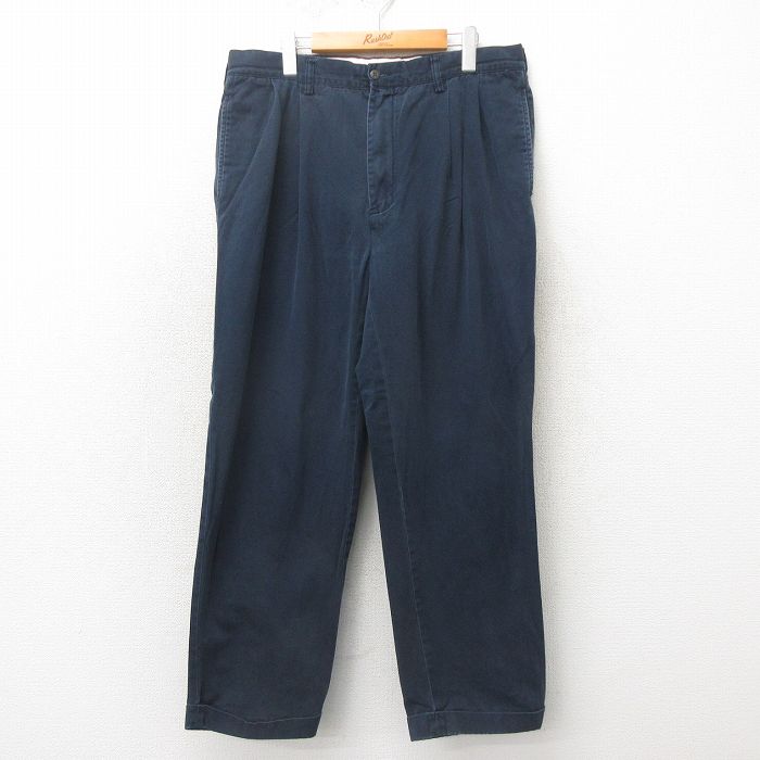 W35★古着 ラルフローレン Ralph Lauren ブランド チノ パンツ チノパン メンズ 90年代 90s HAMMOND コットン 紺 ネイビー 25may21 中古 ボトムス ロング