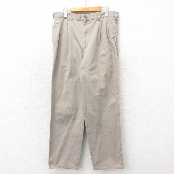 W34★古着 ドッカーズ チノ パンツ チノパン メンズ 90年代 90s コットン ベージュ カーキ 25may21 中古 ボトムス ロング