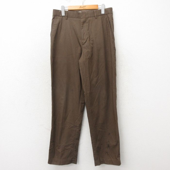 W32★古着 スラックス パンツ メンズ ups 茶 ブラウン 25may21 中古 ボトムス ロング
