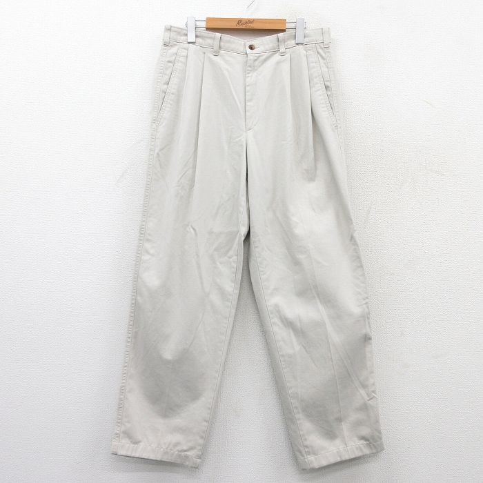 W34★古着 パンツ メンズ コットン ベージュ カーキ 25may21 中古 ボトムス ロング