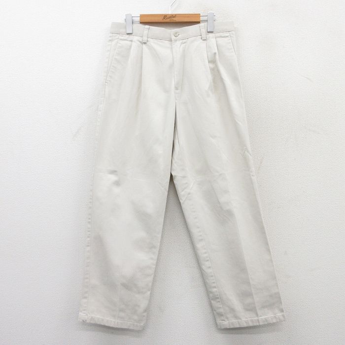 W33★古着 ドッカーズ パンツ メンズ コットン 薄ベージュ カーキ 25may21 中古 ボトムス ロング