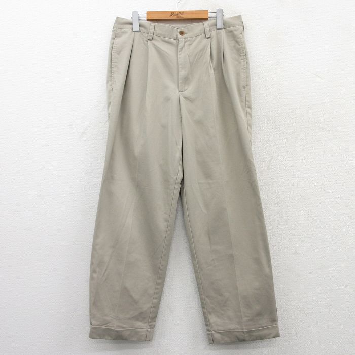 W33★古着 IZOD パンツ メンズ コットン ベージュ カーキ 25may21 中古 ボトムス ロング