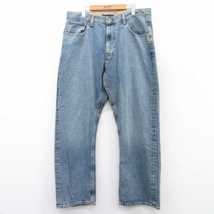 W36★古着 トミーヒルフィガー TOMMY HILFIGER ブランド ジーンズ メンズ コットン 紺 ネイビー デニム 25may21 中古 ボトムス ジーパン Gパン ロング パンツ