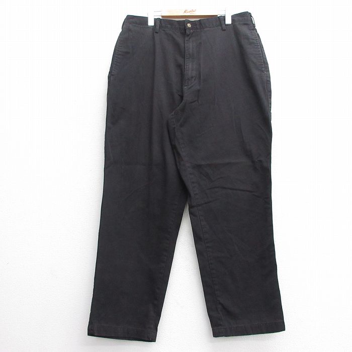 【50%OFF】W38★古着 パンツ メンズ コットン 黒 ブラック 25may21 中古 ボトムス ロング