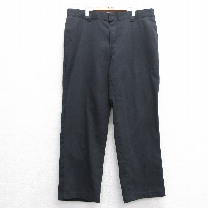 W42★古着 ディッキーズ Dickies ワーク パンツ メンズ 874 黒 ブラック 25may21 中古 ボトムス ロング