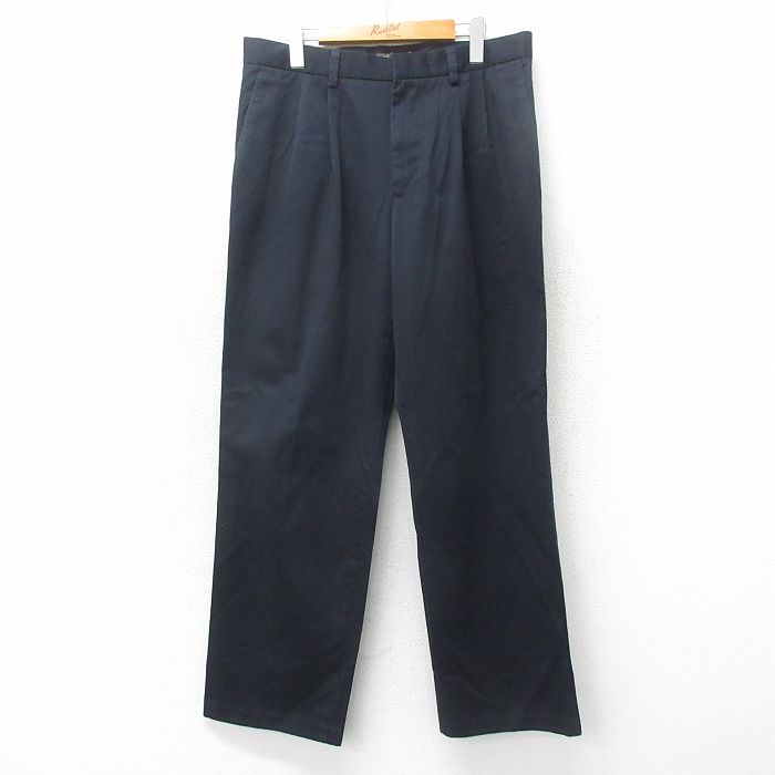 W33★古着 ドッカーズ パンツ メンズ コットン 紺系 ネイビー 25may22 中古 ボトムス ロング