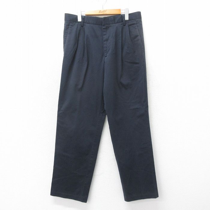 W35★古着 ドッカーズ パンツ メンズ コットン 紺系 ネイビー 25may22 中古 ボトムス ロング