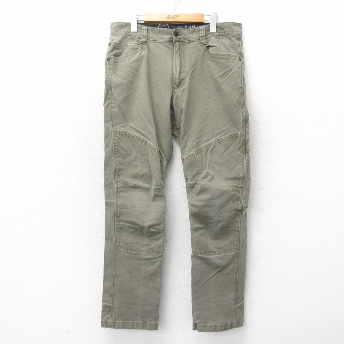 W36★古着 ラングラー Wrangler パンツ メンズ ダブルニー ダック地 緑系 グリーン 25may22 中古 ボトムス ロング