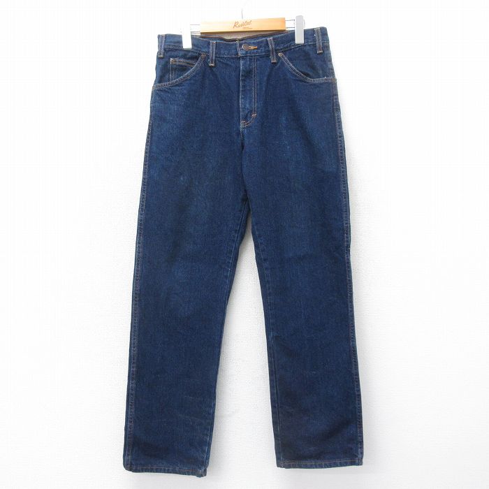 【50%OFF】W32★古着 ディッキーズ Dickies ジーンズ メンズ コットン 濃紺 ネイビー デニム 【spe】 25may22 中古 ボトムス ジーパン Gパン ロング パンツ