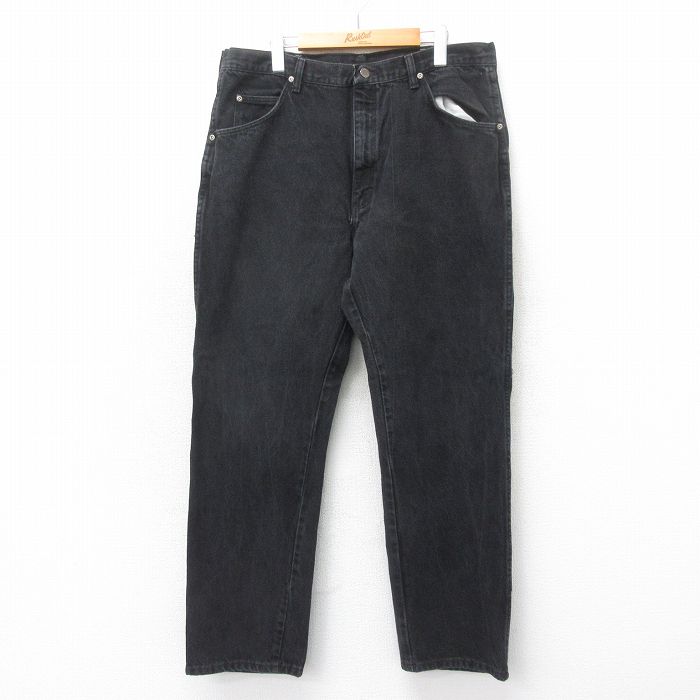 W38★古着 ラングラー Wrangler ジーンズ メンズ 00年代 00s コットン 黒 ブラック デニム 25may22 中古 ボトムス ジーパン Gパン ロング パンツ