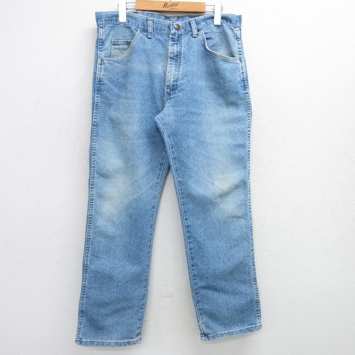 W34★古着 ラングラー Wrangler ジーンズ メンズ 00年代 00s 紺 ネイビー デニム 25may23 中古 ボトムス ジーパン Gパン ロング パンツ