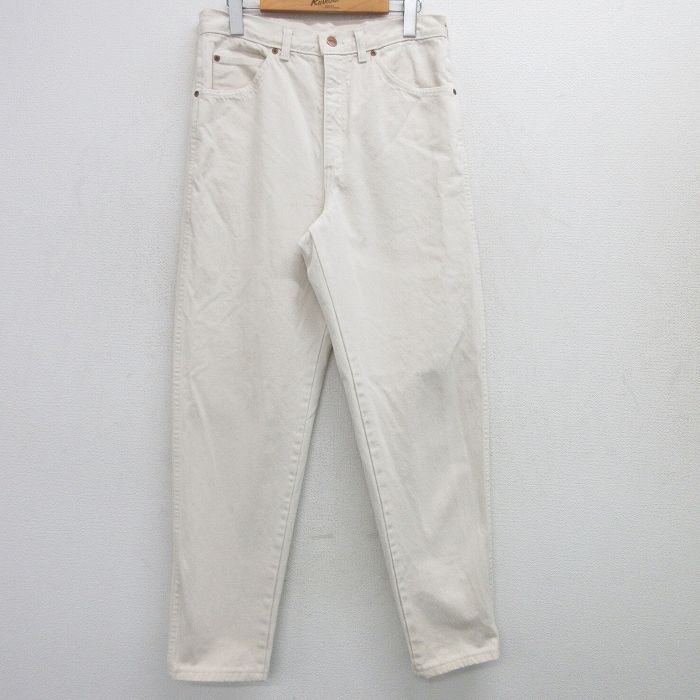 W31★古着 ランズエンド ジーンズ メンズ 90年代 90s テーパード コットン USA製 生成り デニム 【spe】 25may23 中古 ボトムス ジーパン Gパン ロング パンツ