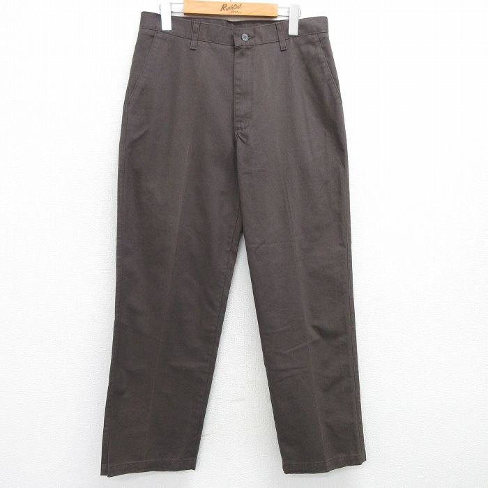 W32★古着 リー Lee パンツ メンズ コットン 茶 ブラウン 25may23 中古 ボトムス ロング