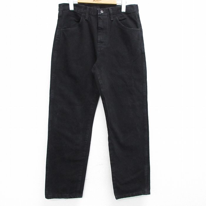 W33★古着 ラスラー ジーンズ メンズ コットン 黒 ブラック デニム 25may23 中古 ボトムス ジーパン Gパン ロング パンツ