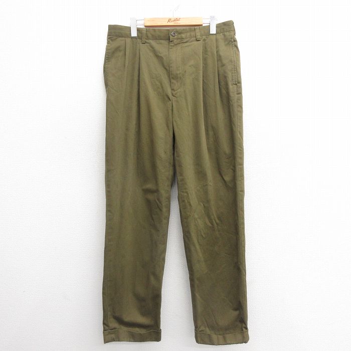 W35★古着 ラルフローレン Ralph Lauren ブランド チノ パンツ チノパン メンズ 90年代 90s コットン 緑 グリーン 【spe】 25may26 中古 ボトムス ロング