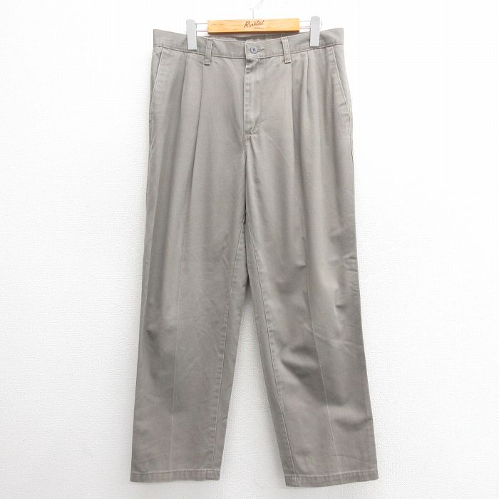 W34★古着 リー Lee チノ パンツ チノパン メンズ コットン ベージュ カーキ 25may26 中古 ボトムス ロング