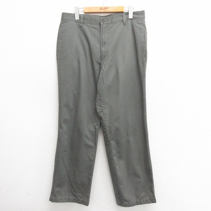 W34★古着 ドッカーズ パンツ メンズ コットン 濃グレー 25may26 中古 ボトムス ロング