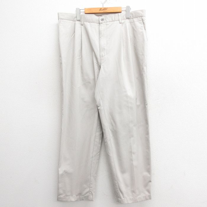 W38★古着 リー Lee チノ パンツ チノパン メンズ コットン 薄ベージュ カーキ 25may26 中古 ボトムス ロング