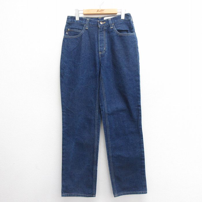 【50%OFF】W30★古着 カーハート Carhartt ジーンズ メンズ コットン 濃紺 ネイビー デニム 【spe】 25may26 中古 ボトムス ジーパン Gパン ロング パンツ
