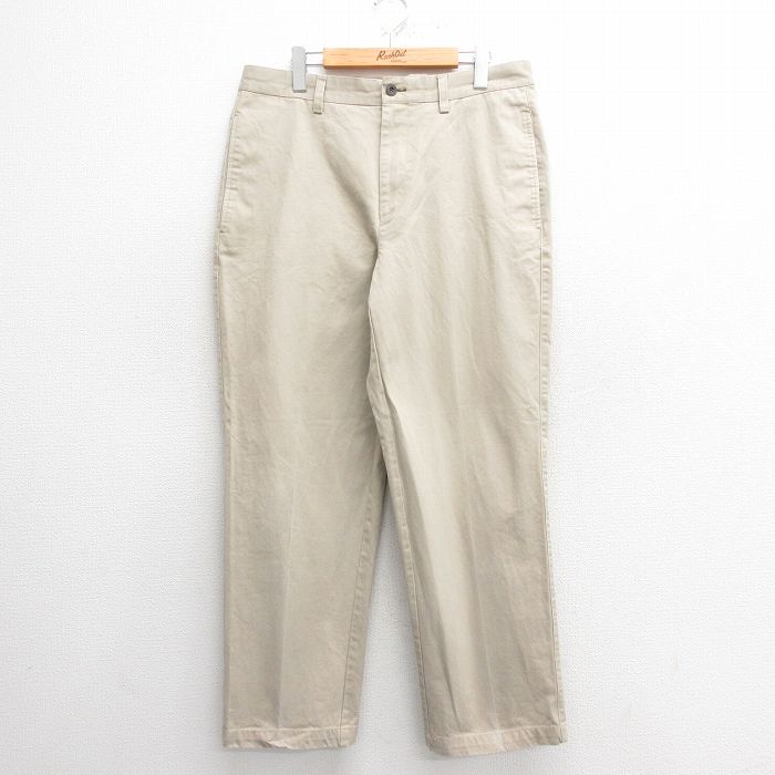 W34★古着 オービス ORVIS パンツ メンズ コットン ベージュ カーキ 25may26 中古 ボトムス ロング