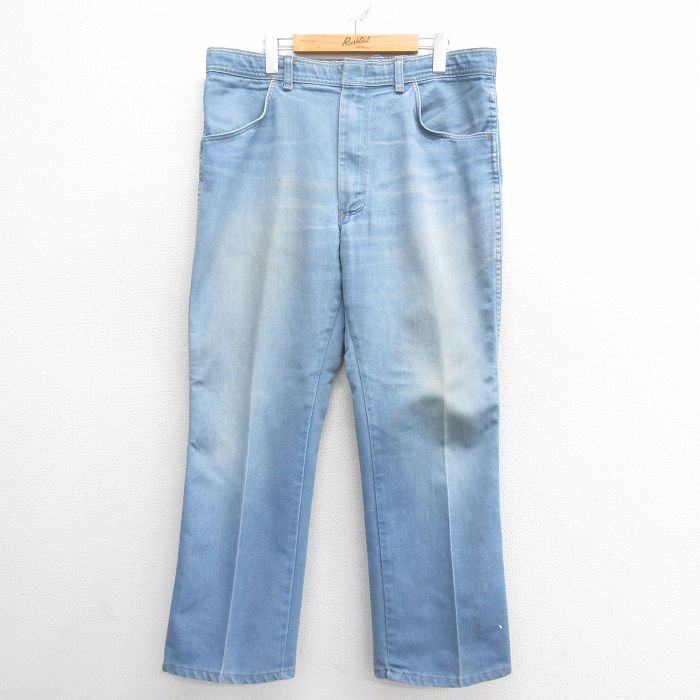 W37★古着 パンツ メンズ 90年代 90s USA製 薄紺 ネイビー 25may26 中古 ボトムス ロング