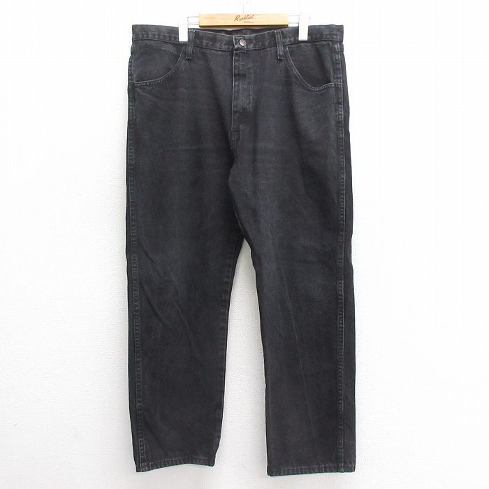【20%OFF】W39★古着 ラスラー ジーンズ メンズ 大きいサイズ コットン 黒 ブラック デニム 25may27 中古 ボトムス ジーパン Gパン ロング パンツ