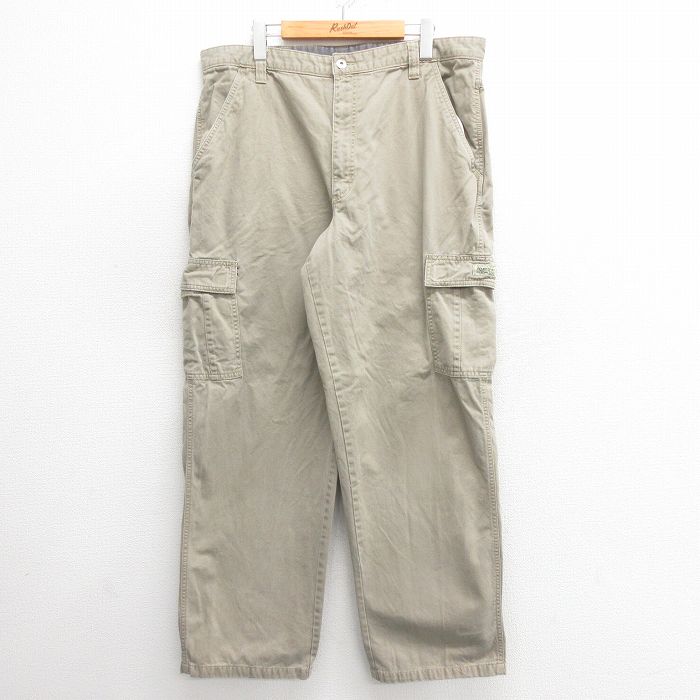 W38★古着 ラングラー Wrangler カーゴ パンツ メンズ コットン 濃ベージュ カーキ 25may27 中古 ボトムス ロング